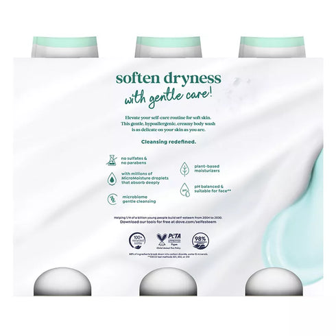 Dove Sensitive Skin Hypoallergenic Body Wash, 3 Pack 23 oz Each