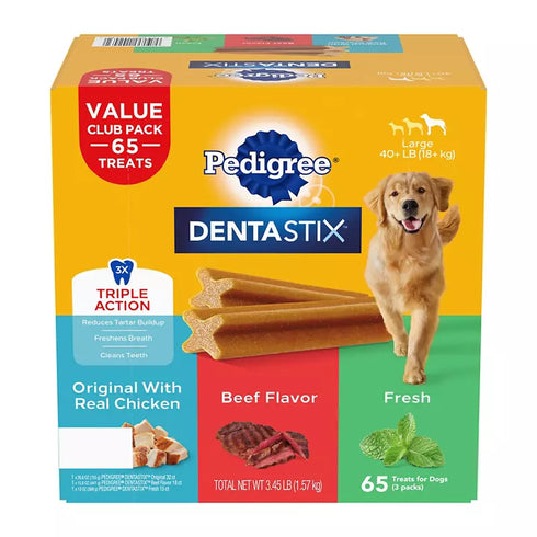 Pedigree Dentastix Daily Dental Care for Dogs, Fresh Breath & Oral Health, 65 Count