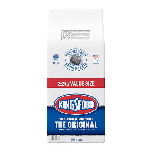 Kingsford Original Charcoal Briquettes – 2-Pack (20 lb. Each) for Grilling & BBQ, Long-Lasting Heat