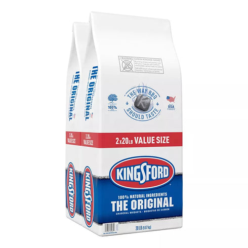 Kingsford Original Charcoal Briquettes – 2-Pack (20 lb. Each) for Grilling & BBQ, Long-Lasting Heat