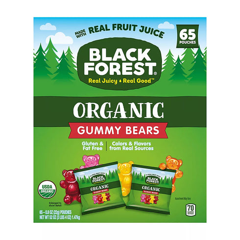 Black Forest Organic Gummy Bears – Natural Fruity Gummies, Individually Wrapped, 65 Count