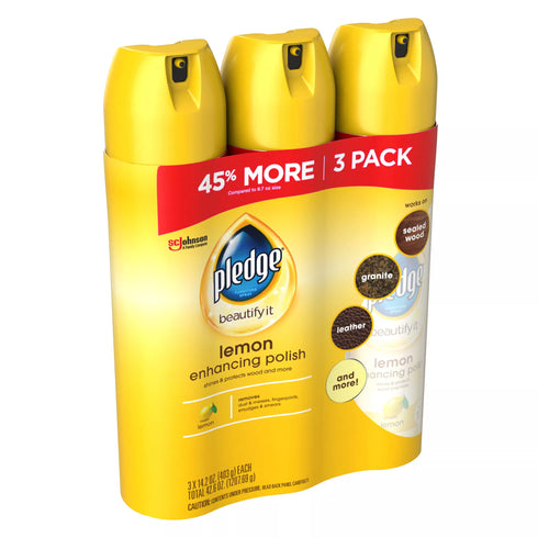Pledge Lemon Clean Furniture Polish, 3 pk./14.2 oz.