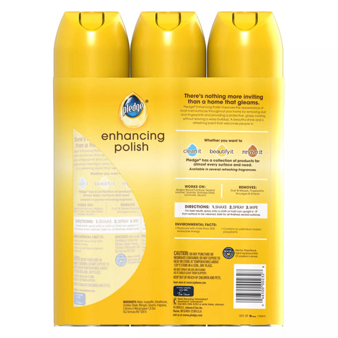 Pledge Lemon Clean Furniture Polish, 3 pk./14.2 oz.