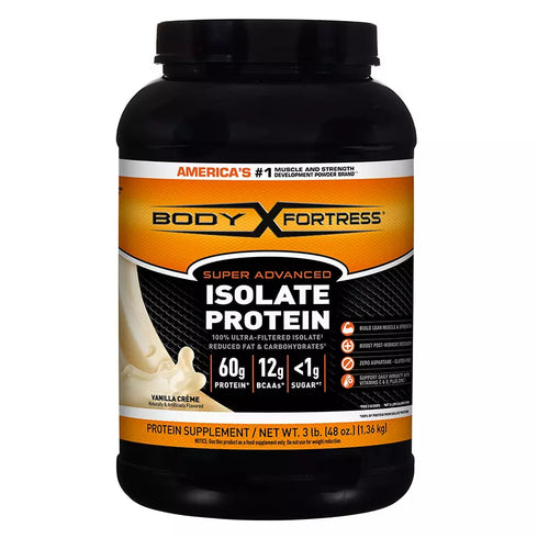 Body Fortress Super Advanced Isolate Protein Powder Vanilla, 30g Protein, 3 lbs