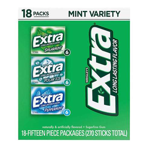 EXTRA Sugar Free Chewing Gum Valentine’s Day Variety Pack, Bulk Box – Assorted Flavors (18 Count)