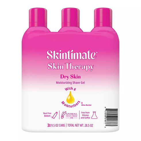 Skintimate Skin Therapy Dry Skin Moisturizing Shave Gel, 3 Pack 9.5 oz Each