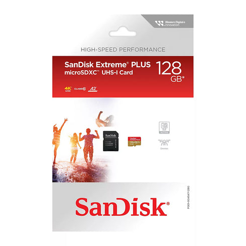 SanDisk Extreme PLUS 128GB microSDXC UHS-I Memory Card – A2, High-Speed microSD for Phones, Cameras & Gaming
