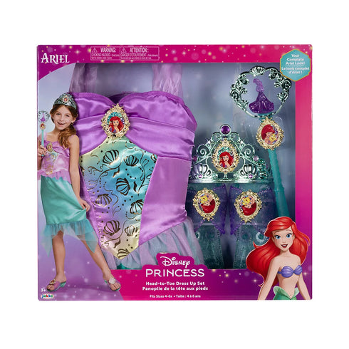 Disney Princess Ariel Head-to-Toe Dress-Up Set – Mermaid Costume & Accessories for Kids