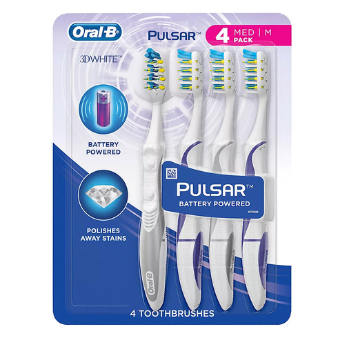 Oral-B 3D White Pulsar Vibrating Toothbrush, 4 Pack