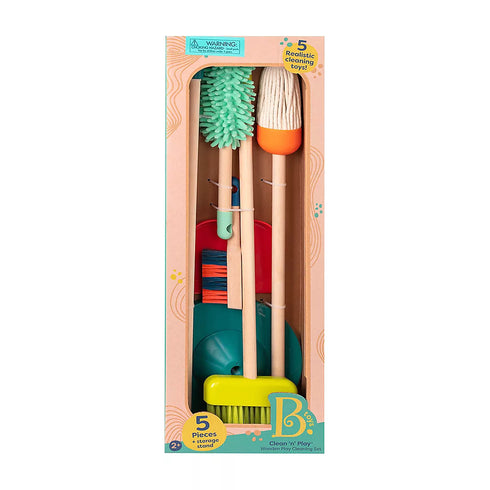 B. Toys Clean 'n' Play Wooden Cleaning Toy Set – 6-Piece Pretend Cleaning Tools for Kids