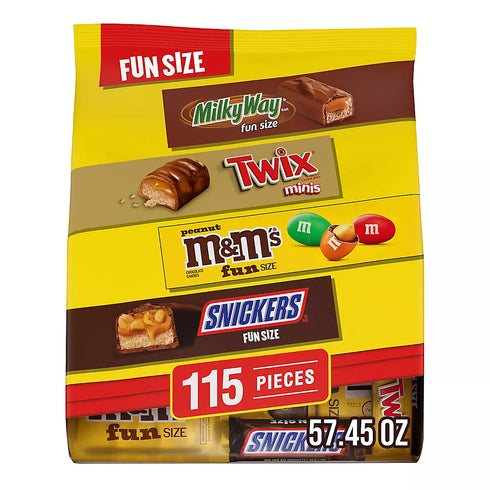 Snickers, M&M’s, Milky Way & Twix Chocolate Candy Variety Pack – Assorted Chocolate Favorites, Bulk Bag, 115 Count