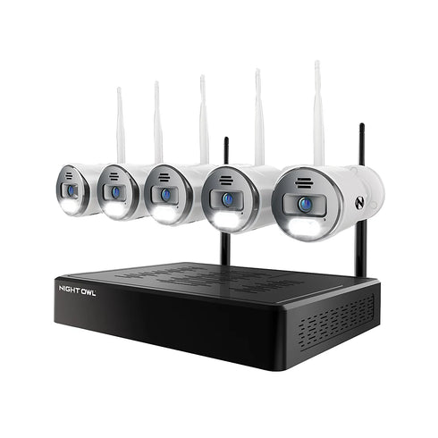 Night Owl 10-Channel NVR Security System with 1TB HDD & 5 Plug-In Wi-Fi 4K Deterrence Cameras – Motion Alerts, Siren, Two-Way Audio
