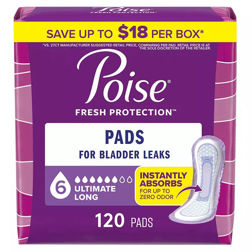 Poise Ultimate Absorbency Incontinence & Postpartum Pads for Bladder Leaks