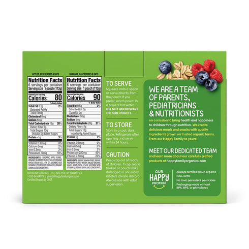 Happy Baby Organic Fruit and Oat Variety Pack, 12 ct.