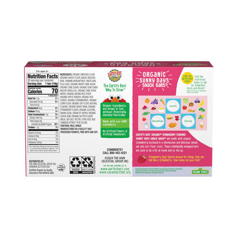 Earth's Best Sesame Street Organic Strawberry Sunny Days Snack Bars, 30 ct.