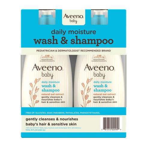 Aveeno Baby Daily Moisture Body Wash & Shampoo with Natural Oat Extract, 2 pk./18 fl. oz.
