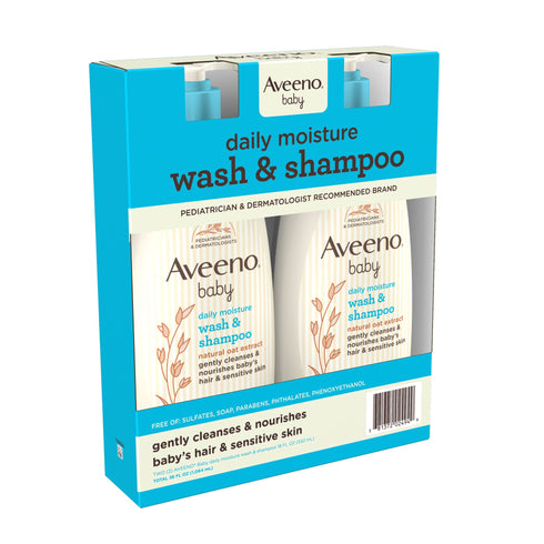 Aveeno Baby Daily Moisture Body Wash & Shampoo with Natural Oat Extract, 2 pk./18 fl. oz.