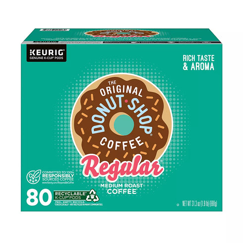 The Original Donut Shop Regular Coffee K-Cup Pods, 80 Count | Smooth, Rich Brew for Keurig Machines
