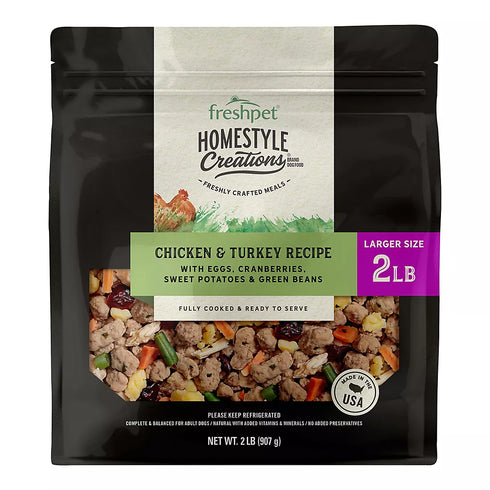 Freshpet Homestyle Creations Fresh Dog Food - Chicken & Turkey with Veggies, 2 lbs.