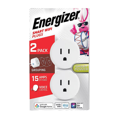 Energizer Connect Smart Wi-Fi Indoor Plug, 2-Pack – App & Voice Control