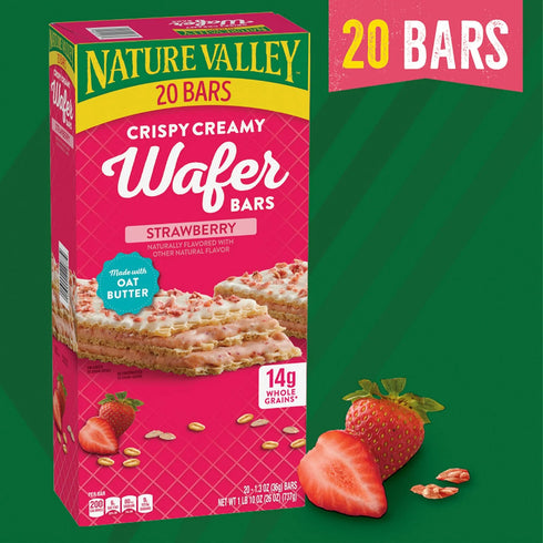 Nature Valley Crispy Creamy Wafer Bars, Strawberry, 1.3 oz, 20-count