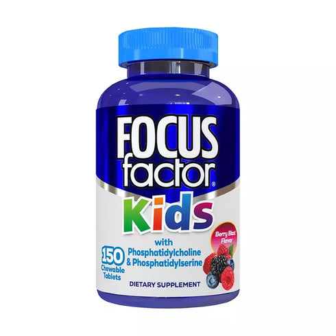 Focus Factor Kids Brain Health Supplement, Chewable Tablets Berry Blast Flavor, 150 ct