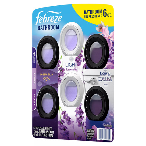Febreze Bath Air Freshener - Mountain, Lavender & Downy Calm Scents, 6 ct.