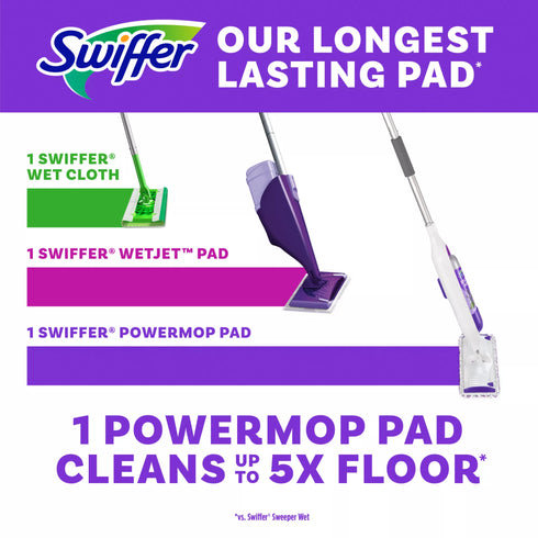 Swiffer PowerMop Multi-Surface Refill Bundle, 10 Mopping Pads + 2 Floor Cleaning Solutions