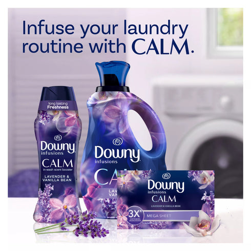 Downy Infusions CALM Mega Dryer Sheets & Laundry Fabric Softener - Lavender & Vanilla Bean, 210 ct.