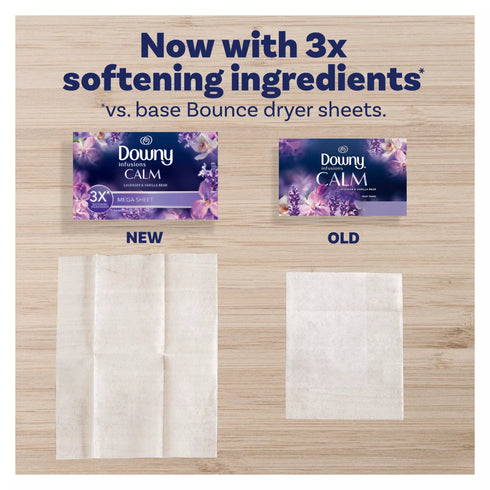Downy Infusions CALM Mega Dryer Sheets & Laundry Fabric Softener - Lavender & Vanilla Bean, 210 ct.