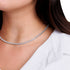 Round Cut Lab Created Gemstone Tennis Necklace in Sterling Silver