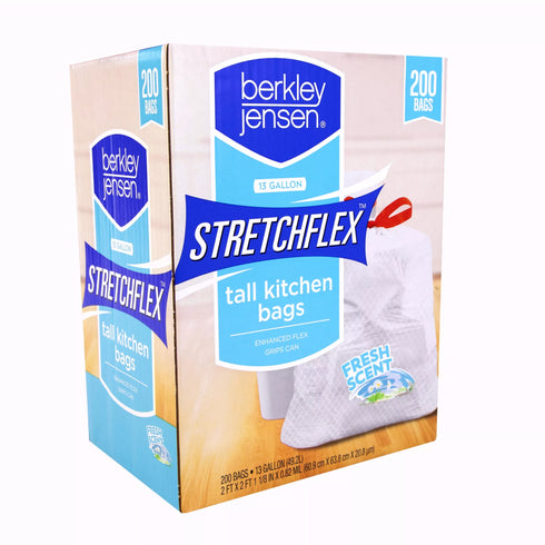 Berkley Jensen Stretchflex Drawstring Kitchen Bags, 200 ct./13 gal.
