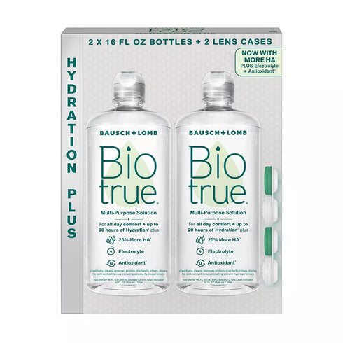 Biotrue Hydration Plus Multi-Purpose Contact Lens Solution for Soft Lenses, 2 Pack 16 fl oz Each