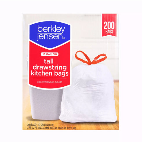 Berkley Jensen Drawstring Tall Kitchen Bags, 200 ct./13 gal