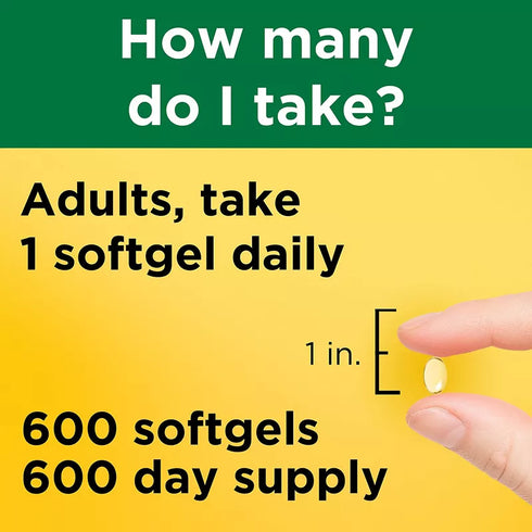 Nature Made Vitamin D3 1000 IU (25 mcg) Softgels, 600 ct