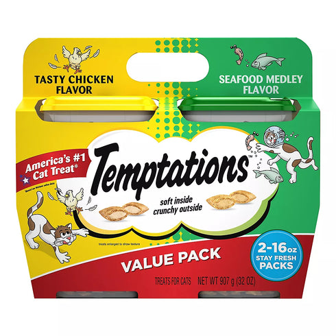 Temptations Tasty Chicken & Seafood Medley Cat Treats, 2 Pack / 16 oz
