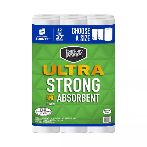 Berkley Jensen Choose-a-Size Ultra Paper Towels, 12 pk./140 sheets per roll