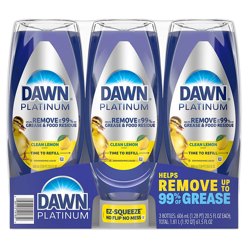 Dawn Platinum Bleach Alternative EZ-Squeeze Dish Soap - Clean Lemon, 3 pk./20.5 fl. oz. each