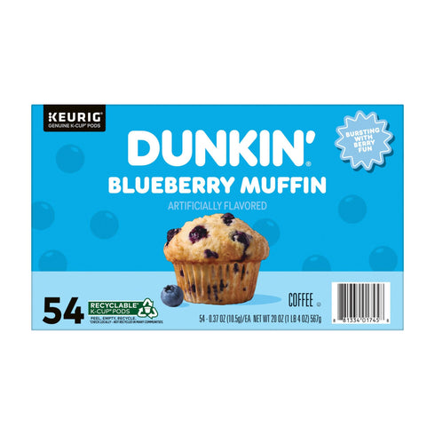 Dunkin' Blueberry Muffin Ground Coffee, Medium Roast, Keurig K-Cup Pods, 54 ct.