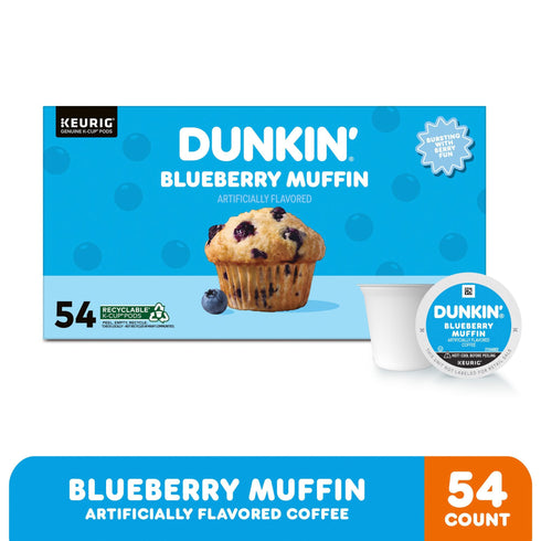 Dunkin' Blueberry Muffin Ground Coffee, Medium Roast, Keurig K-Cup Pods, 54 ct.