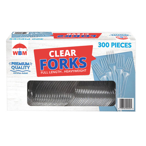 WBM Clear Plastic Forks, Heavyweight 300 ct.