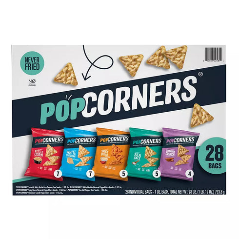 PopCorners Popped Corn Chips Snacks, 5 Flavor Variety Pack, 28 Count, 1 oz Bags