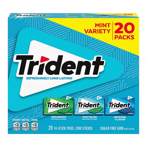 Trident Mint Variety Gum, 20 Count | Assorted Mint Flavors | Sugar-Free Chewing Gum Pack