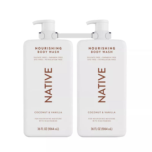 Native Nourishing Body Wash Coconut & Vanilla, 2 Pack 36 oz Each