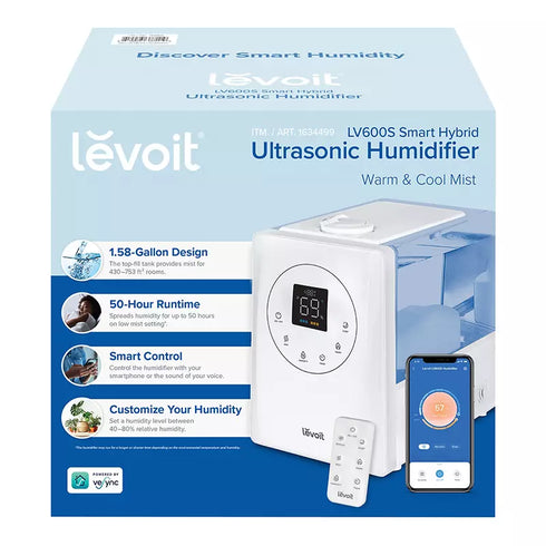 Levoit Ultrasonic Warm and Cool Mist Humidifier 1.58 Gallon
