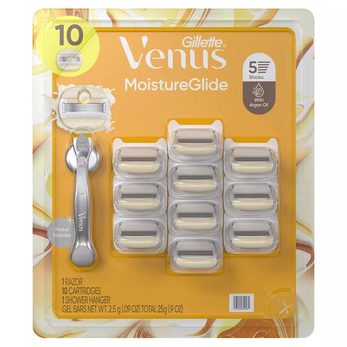 Venus Moistureglide Women's Razor Kit with 5 Blades, Handle, Refills & Holder