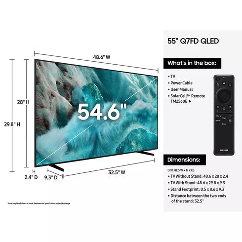 Samsung 55" Q7FD QLED 4K Vision AI Smart TV with Bluetooth, HDR, Voice Control & 5-Year Protection