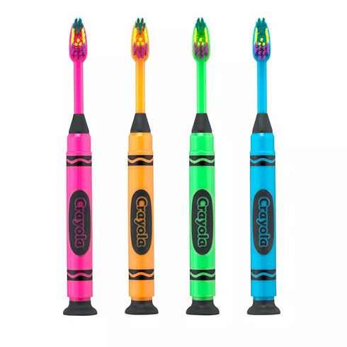 Gum Crayola Neon Clean Children's Toothbrush, Soft Bristled Kids Toothbrush Set, Age 3+, 8 ct