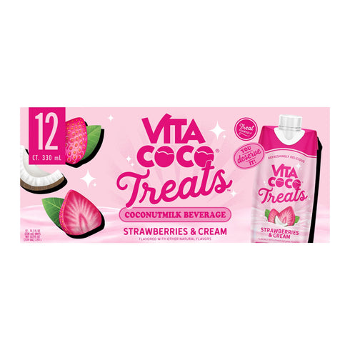 Vita Coco Treats, Strawberries and Cream, Coconut Milk Drink, 12 pk./330 ml.