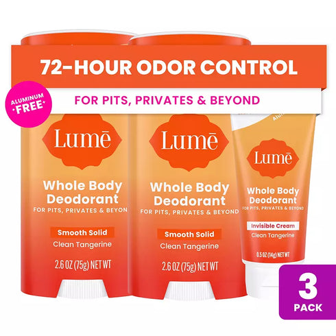 Lume Whole Body Deodorant Kit, Aluminum Free Solid Sticks & Cream Tube